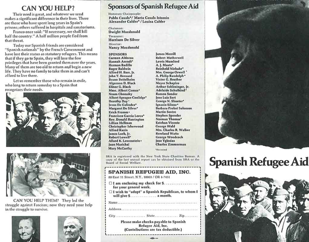 Information folder from the Spanish Refugee Aid Inc.