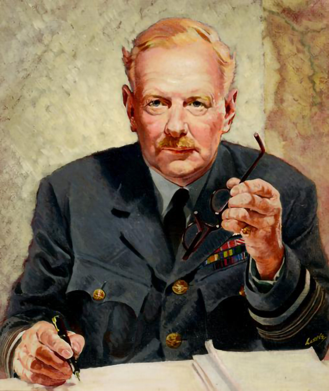Portrait peint à l'huile du maréchal en chef de l'Air Sir Arthur Harris peint par William Little, 1946