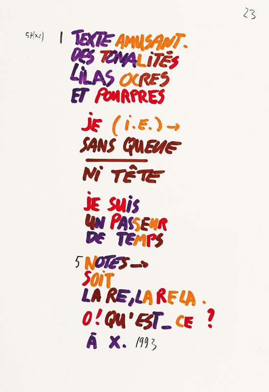 Jean Dupuy, 1993, acrylique sur papier, 22 x 15 cm Anagramme extraite de Le hasard c’est moi (édition J & J Donguy, Paris, 1994) (Photo : Nicolas Calluaud)