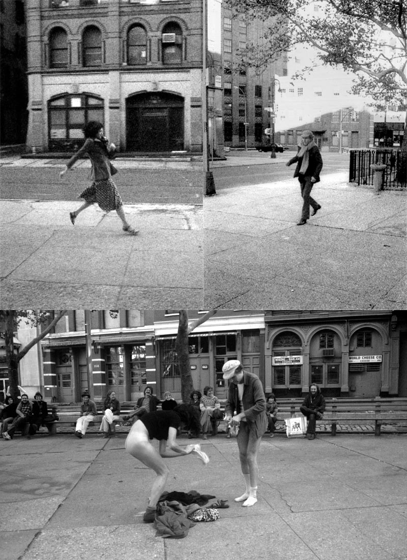 Olga Adorno et Jean Dupuy, Clothesexchange, performance, Duane Square, New York, 1976. Photo : Elaine Hartnett.
